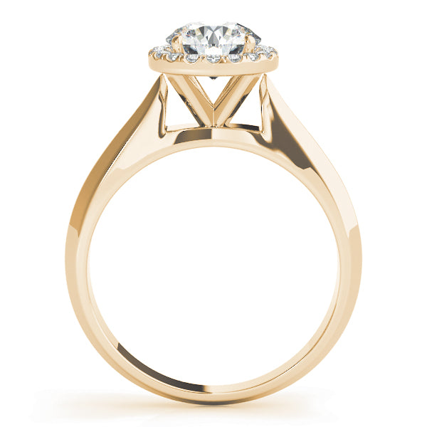 18K Yellow Gold Round Diamond Halo Engagement Ring