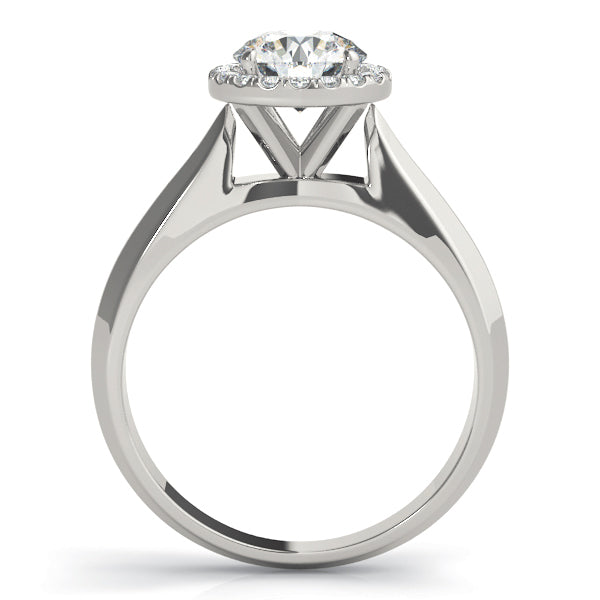 Cathedral Style Round Diamond Halo Solitaire Engagement Ring