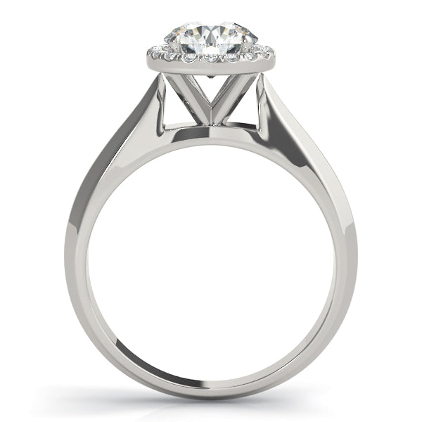 14K White Gold Round Diamond Halo Engagement Ring