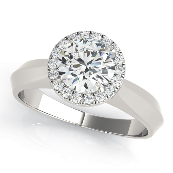 14K White Gold Round Diamond Halo Engagement Ring