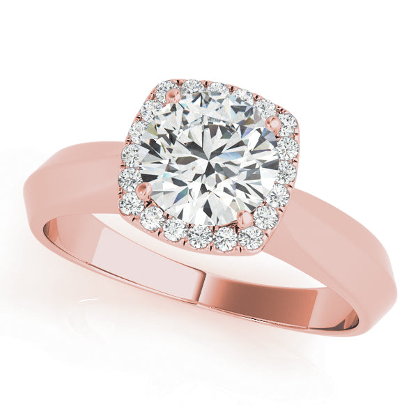 18K Rose Gold 1 ct Diamond Halo Engagement Ring