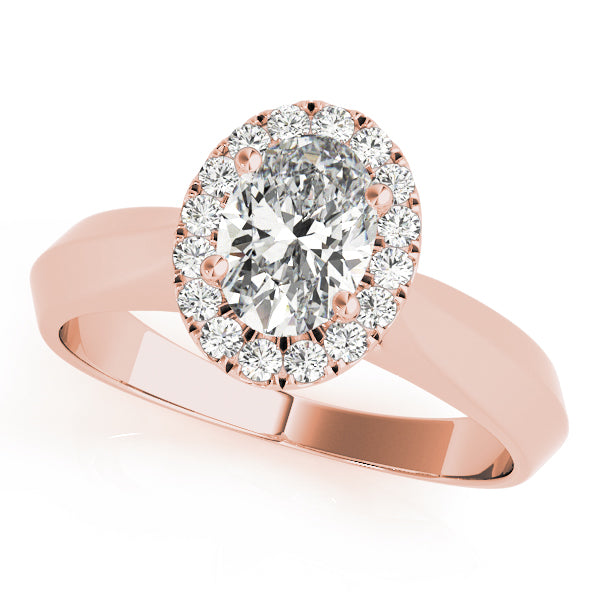 18K Rose Gold Oval Diamond Halo Engagement Ring