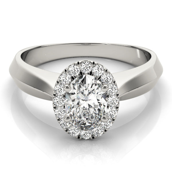18K White Gold Oval Diamond Engagement Ring Halo