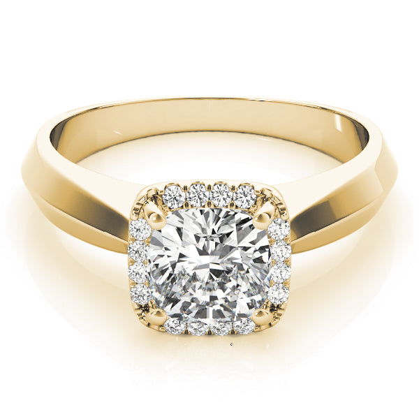 18K Yellow Gold 1ct Cushion Diamond Halo Ring