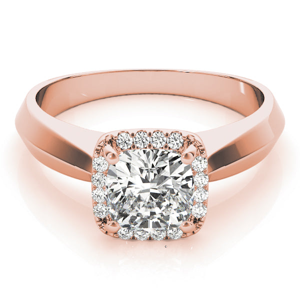 18K Rose Gold Cushion Diamond Halo Ring
