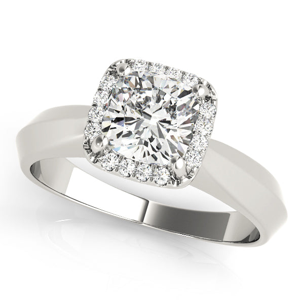 18K White Gold 1 CT Cushion Diamond Engagement Ring