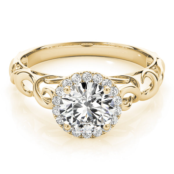 18K Yellow Gold 1 CT Diamond Halo Engagement Ring