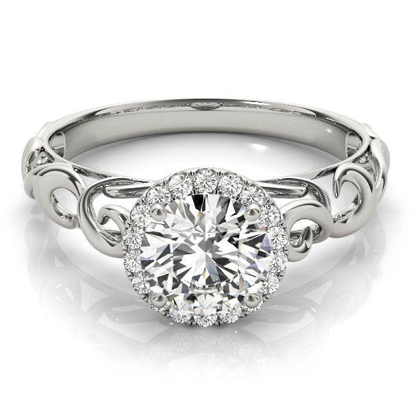 18K White Gold 1 CT Diamond Halo Engagement Ring