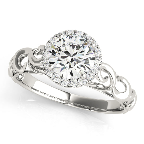 Platinum 1 CT Diamond Halo Engagement Ring
