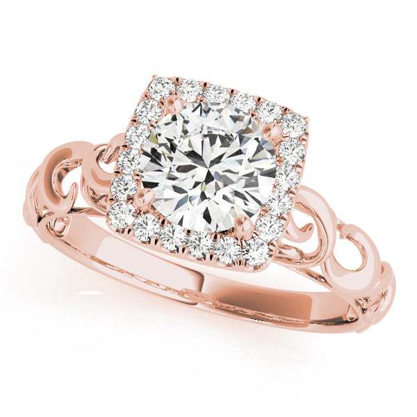 18K Rose Gold 1 ct Diamond Halo Engagement Ring