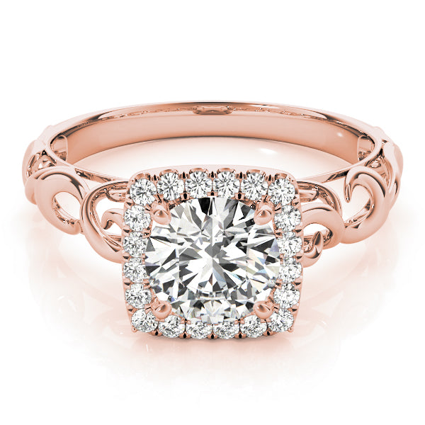 18K Rose Gold 1 ct Diamond Halo Engagement Ring