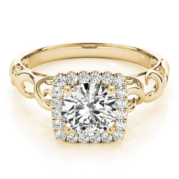 18K Yellow Gold 1 CT Diamond Halo Engagement Ring