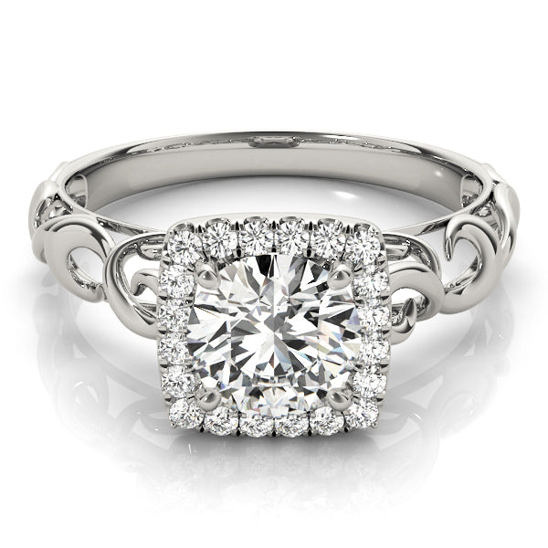 Platinum 1 CT Round Diamond Halo Engagement Ring