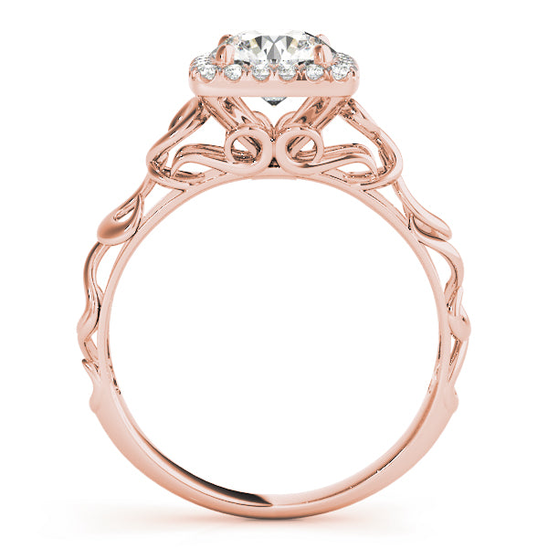 14K Rose Gold 1 CT Diamond Halo Engagement Ring