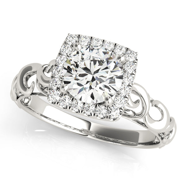 14K White Gold 1 ct Diamond Halo Engagement Ring