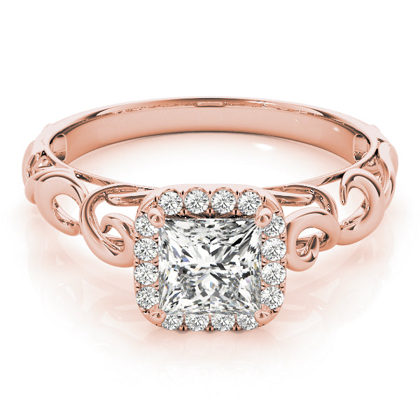 18K Rose Gold 1/3 CT Diamond Halo Engagement Ring