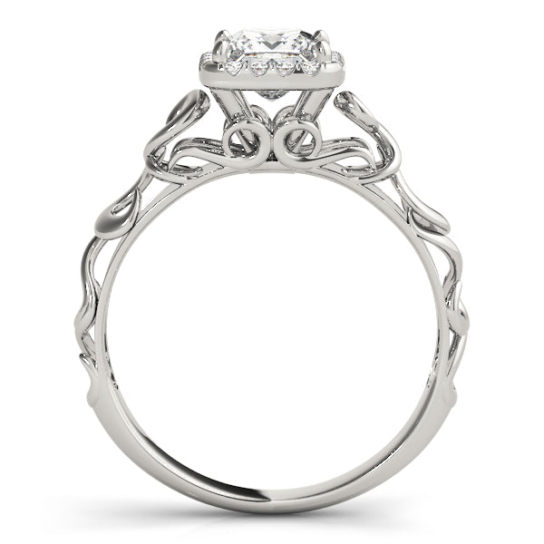 14K White Gold Diamond Halo Engagement Ring