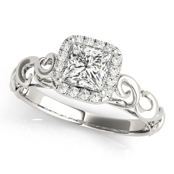 Platinum Diamond Halo Engagement Ring 1/3 ctw