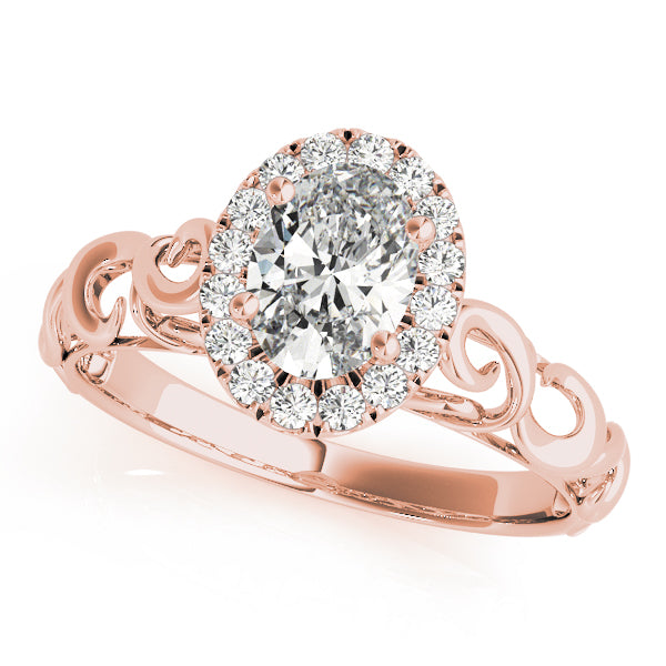18K Rose Gold 0.33ctw Oval Diamond Halo Ring