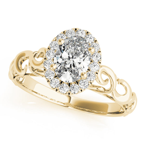 18K Yellow Gold Oval Diamond Engagement Ring with Halo
