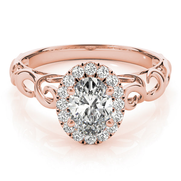 18K Rose Gold 0.33ctw Oval Diamond Halo Ring