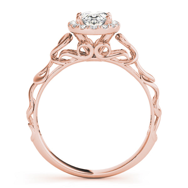 18K Rose Gold 0.33ctw Oval Diamond Halo Ring