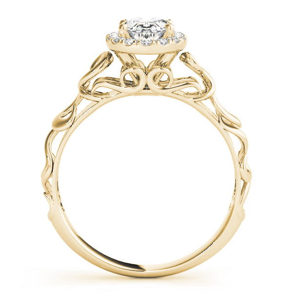 18K Yellow Gold Oval Diamond Engagement Ring with Halo