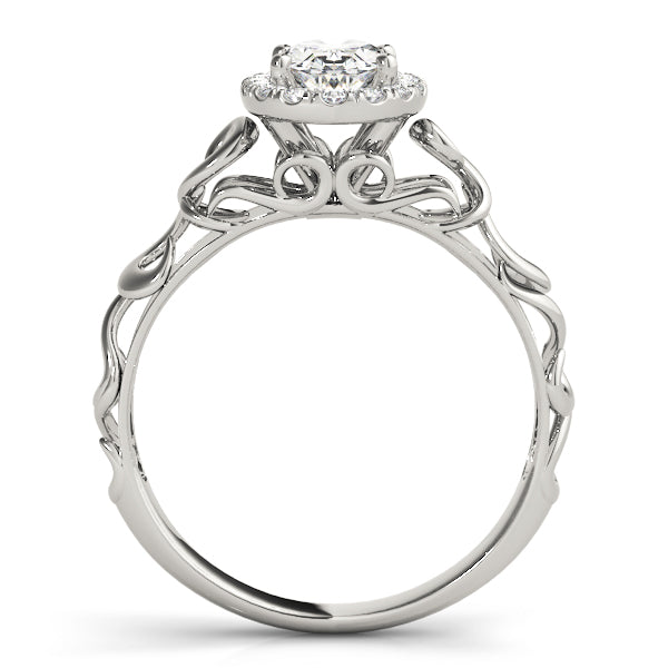18K White Gold Oval Diamond Engagement Ring with Halo