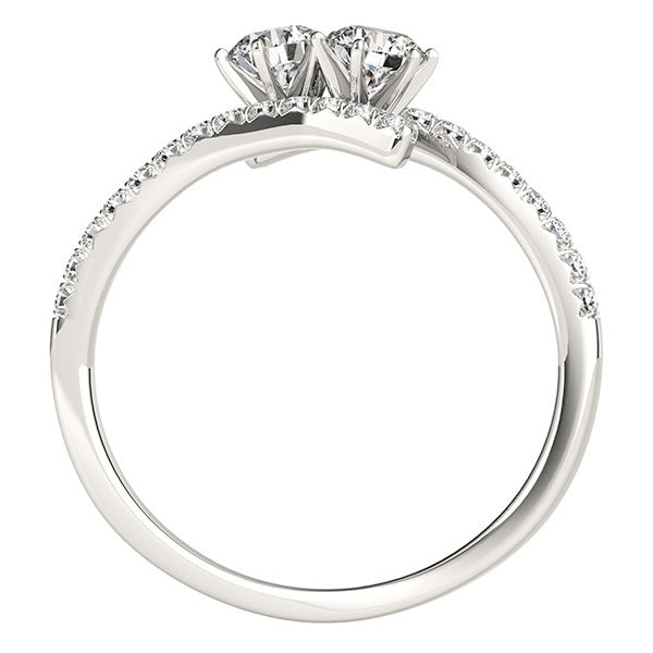 14K White Gold Lab Diamond Two Stone Ring