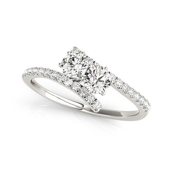 14K White Gold Lab Diamond Two Stone Ring