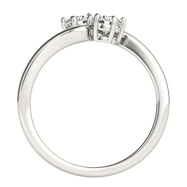 14K White Gold Lab Diamond Two Stone Ring