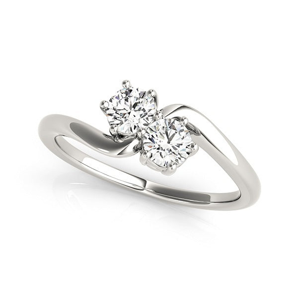 Platinum White Gold 1 CTW Round Diamond Two-Stone Ring