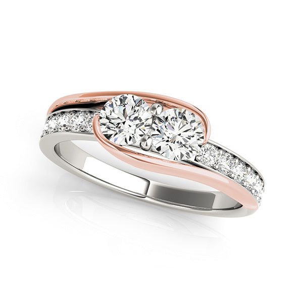 White Platinum Multi-Diamond Two Stone Ring