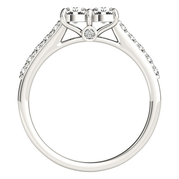 14K White Gold Multi-Diamond Two Stone Ring