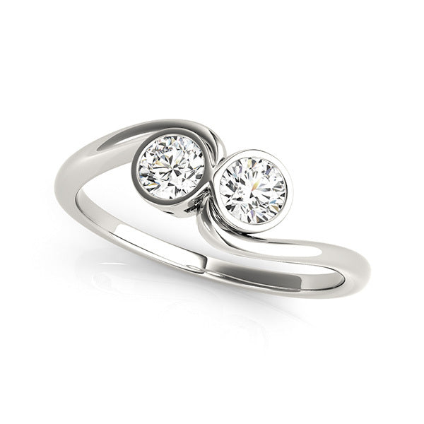 14K White Gold Lab Diamond Two-Stone Ring