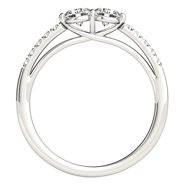 14K White Gold Multi-Diamond Two Stone Ring