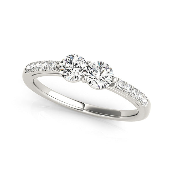 White Gold Multi-Diamond Two Stone Ring