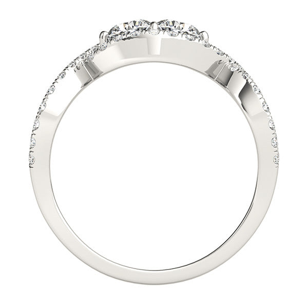 White Gold Multi-Diamond Two Stone Ring