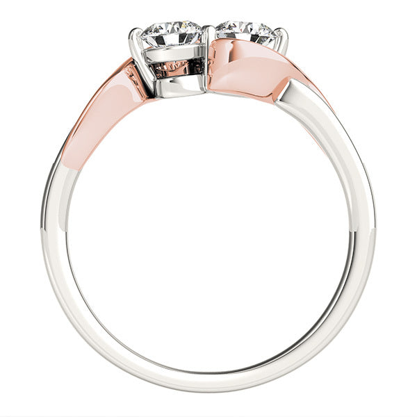 14K Multi-Diamond Two-Stone Lab Ring