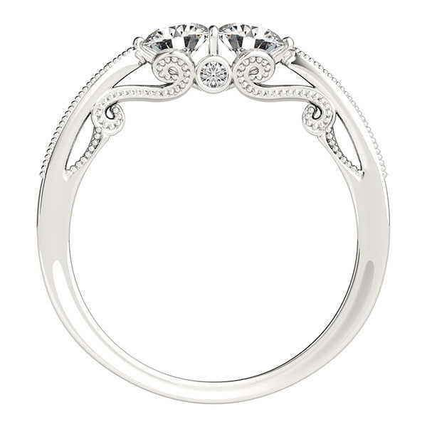 14K White Gold Lab Diamond Two Stone Ring