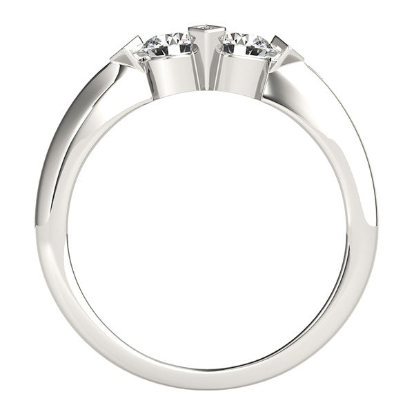 14K White Gold Lab Diamond Two-Stone Ring