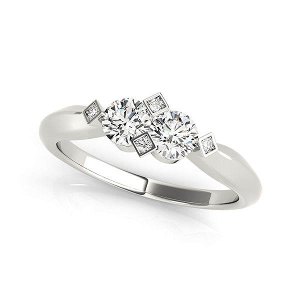 Platinum White Multi-Diamond Two Stone Ring
