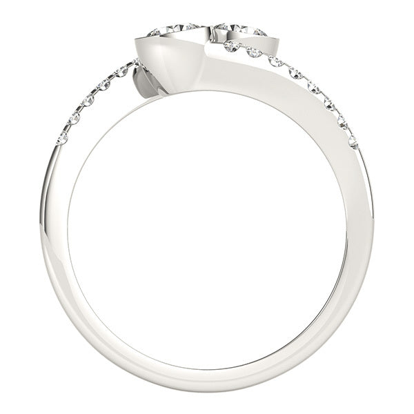 Platinum White Multi-Diamond Two Stone Ring