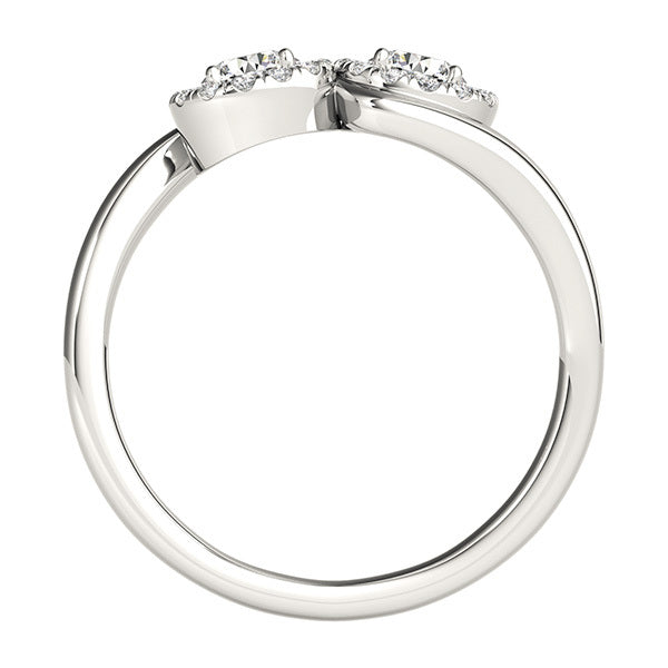 Platinum White Multi-Diamond Two Stone Ring