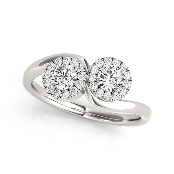 Multi-Diamond 14K White Gold Two Stone Ring