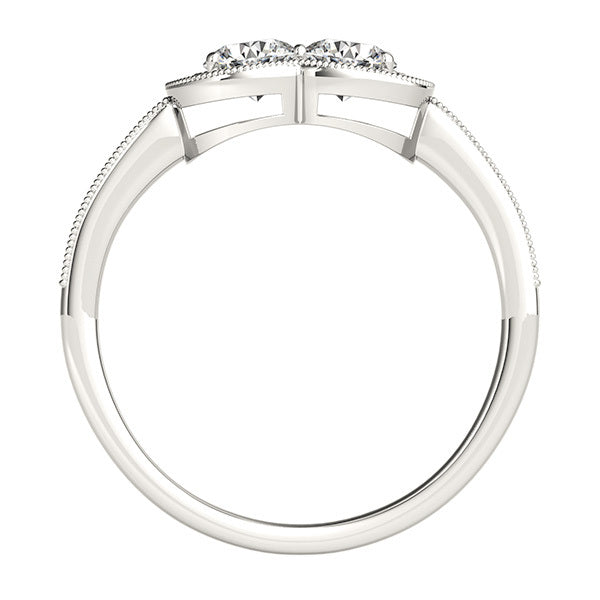 White Gold Multi-Diamond Two Stone Fashion Ring