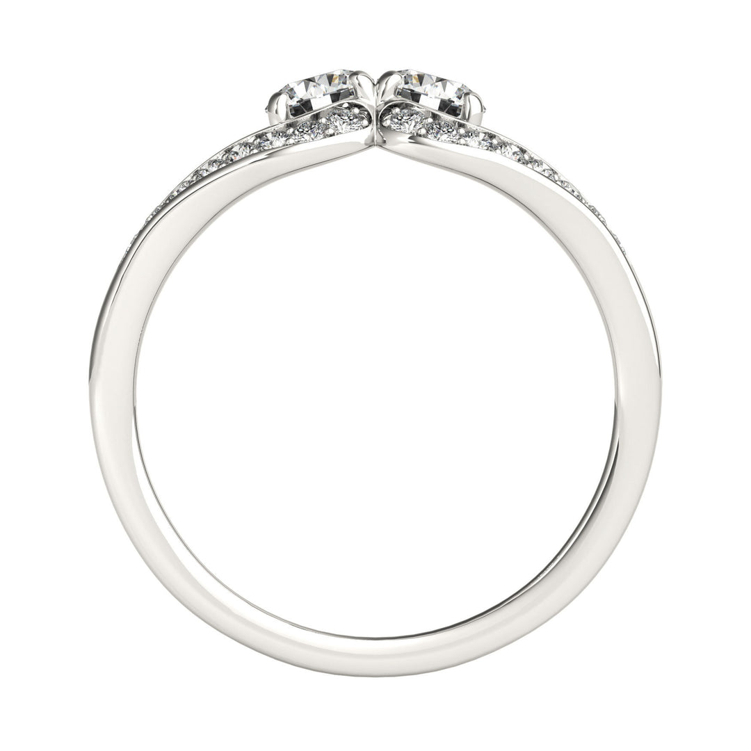 18K White Gold Multi-Diamond Two Stone Ring