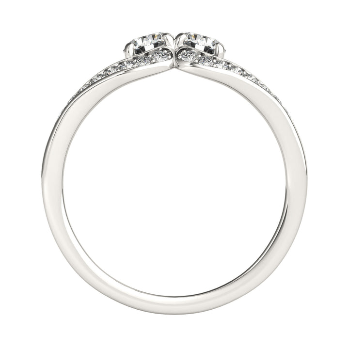 18K White Gold Multi-Diamond Two Stone Ring