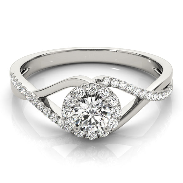 Platinum 1.25 ctw Round Diamond Halo Engagement Ring