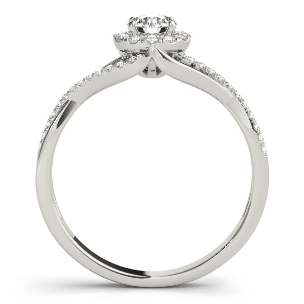 Round Halo Split Shank Diamond Engagement Ring